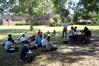 Bobby Rogers, professor of English, conducts class outside on a nice Fall nice.  - Photo by Morris Abernathy