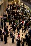 Students, faculty and donors make their way into the Civic Center before Laura Bush, former first lady of the United States, speaks at the 13th annual Scholarship Banquet. - Photo by Deanna Santangelo
