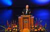 David S. Dockery, Union University President, welcomes guests to the 13th annual Scholarship Banquet, featuring keynote speaker Laura Bush, former first lady of the United States.  - Photo by Victoria Stargel