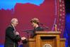 Dr. David S. Dockery, president of Union University, thanks Laura Bush, former first lady of the United States, for speaking at the 13th annual Scholarship Banquet. - Photo by Morris Abernathy