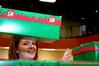 Ericka King, senior political science major, stacks completed Operation Christmas Child boxes during Campus and Community Day. - Photo by Deanna Santangelo