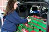 Kaitlin Nonweiler, freshman Spanish major, helps pack up the boxes that were made for Operation Christmas Child during Campus and Community Day. - Photo by Deanna Santangelo