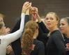 Emmie Moroski and the Lady Bulldog volleyball team get ready to go back on the court after a timeout.  - Photo by Morris Abernathy