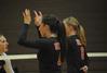 Cassidy O'Hair and Emmie Moroski stand ready for the next play. - Photo by Morris Abernathy