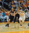 Kayla Hudson works the ball around Lady Vol Sydney Smallbone during the exhibition game played in Knoxville. - Photo by Morris Abernathy