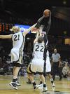 Zeinab Chan shoots for two in the exhibition game against the Vanderbilt Lady Commodores.  - Photo by Morris Abernathy