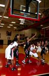 Hope Adams goes in towards the basket for a lay-up during the 2nd round game of the Rotary Classic against Azusa Pacific University. The Lady Bulldogs won the game 61-50. - Photo by Deanna Santangelo