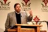 Ben Mitchell, Graves professor of moral philosophy, speaks on the history of transplanting organs at the "Living With Someone Else's Liver" event. - Photo by Deanna Santangelo