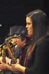 Abby Williams, freshman music major, plays tenor saxophone in Union's Jazz Band as they perform a variety of musical selections. - Photo by Victoria Stargel