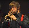 Chase Techentin, junior music major, performs with the trumpet line of Union's Jazz Band. - Photo by Victoria Stargel