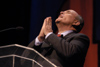 Former New York City Mayor Rudolph Giuliani speaks at the 2003 Scholarship Banquet. - Photo by Jim Veneman