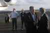 2003 Scholarship Banquet speaker Rudolph Giuliani visits with President David S. Dockery shortly after arriving at the McKellar-Sipes Airport in Jackson. - Photo by Jim Veneman