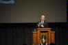Dr. David S. Dockery, president of the university, introduces the chapel speaker, James A. Patterson, during Founders Day Chapel. - Photo by Morris Abernathy