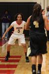 LaTesa McLaughlin prepares to defend the basket in a game against Bethel University. The Lady Bulldogs won the game 81-62. - Photo by Ebbie Davis