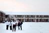 Several students enjoy the snow in the courtyards at the end of the day.  - Photo by Beth Spain