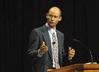 Jarvis Williams, assistant professor of new testament and Greek at Campbellsville University, speaks on Ephesians 2:11-22 in chapel.
 - Photo by Morris Abernathy