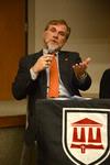 Judge J. Roland Reid, Haywood County juvenile court judge, gives his first impressions of the film <em>Me Facing Life: Cyntoia's Story.</em> The Center for Just and Caring Communities hosted a panel discussion of the film.  - Photo by Victoria Stargel