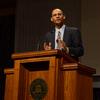 Dr. Jarvis Williams, assistant professor of new testament and Greek at Campbellsville University, challenges Union students to view each other as one race in Christ.  - Photo by Victoria Stargel