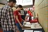 Students stop by booths in the SUB hallway during the student organization fair to learn more about various student organizations and how to join.  - Photo by Abigail Harris