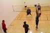 Students play intramural wall ball in the racquetball courts.  - Photo by Beth Spain