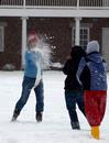 Students enjoy some fun in the snow on Union's campus.  - Photo by Ebbie Davis