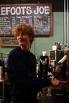 Jesse Myers, sophomore Christian studies major, enjoys making coffee and other drinks at his new job as a barista at Barefoots Joe. - Photo by Ebbie Davis