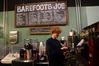 Jesse Myers, sophomore Christian studies major, enjoys making coffee and other drinks at his new job as a barista at Barefoots Joe. - Photo by Ebbie Davis