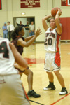 Junior guard for the Lady Bulldogs, Laura Mitchell prepared to pass the ball to a teammate in a their win over Claflin. - Photo by Courtney Ross