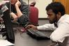 Meinrad Charles, freshman engineering major, works on an assignment in the new physics lab. - Photo by Kristi McMurry