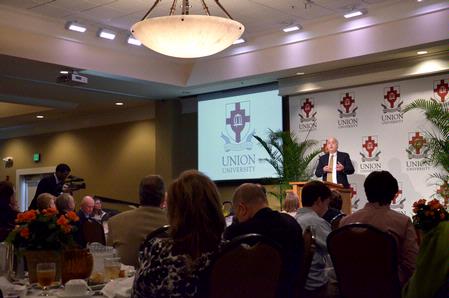 Scott Rasmussen, founder and president of Rasmussen Reports, speaks on "Polling, 2010 Elections and America's Future" during Union Forum in the Carl Grant Event Center.