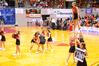 The Union cheerleaders pump up the crowd during the first game in the NAIA National Championship. - Photo by Abigail Harris