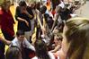 Mark Campbell, head coach, talks to the Lady Bulldogs toward the end of the semifinals game of the NAIA National Championship. - Photo by Beth Spain