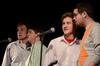 Greg Hines, Jeremy Isbel, Will Burke, and Jake Fry, perform a quartet arrangement of "Standing on the Corner" from the broadway musical "The Most Happy Fella" for Union's Broadway Caberet. - Photo by Abigail Harris