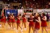 Union cheerleaders entertain the crowd during a time-out in the second round game of the NAIA National Championship. - Photo by Ebbie Davis