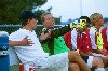 Graduate Assistant Coach, David Delaughter (left) and senior goalie from British Columbia, Canada, Jeff Lean (right) - Photo by Jim Veneman