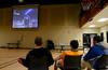 Union students watch the NCAA championship game on the big screen in the Bowld Commons. Besides watching the game, students participated in games and activities for March Madness.  - Photo by Ebbie Davis