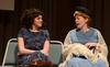 Kara Dukes, junior broadcast journalism major, and Keaghlan Sheridan, junior theater/speech major, perform a skit about putting actions behind the principles we learn in church for Union chapel.  - Photo by Victoria Stargel