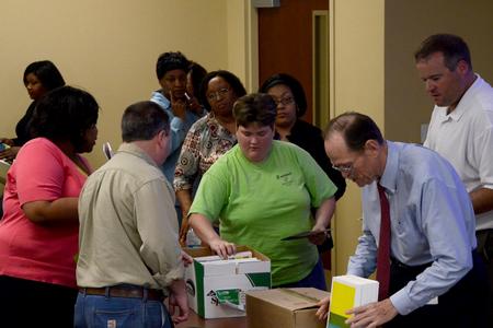 Guests of the Town and Gown lectures file in to hear guest speaker Linda O' Neal, executive director of Tennessee commission on children and youth.