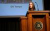 Samantha Adams, sophomore public relations major, speaks about her Go Trip to Tampa during Chapel. - Photo by Deanna Santangelo