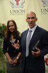 Tony Dungy, Super Bowl winning coach, and his wife Lauren Dungy, answer questions from the Jackson community during the Roy L. White Golf and Gala.  - Photo by Abigail Harris