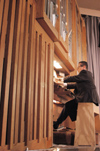 Professor of Music Ron Boud plays the organ during <i>A Union Christmas: A Ceremony of Carols</i>. - Photo by Lindsay Stavish
