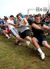 Alpha Tau Omega competes in the rope pull competition during Greek Olympics. - Photo by Deanna Santangelo