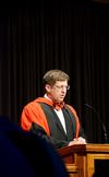Ray Van Neste, associate professor of Biblical studies, prays at the beginning of Awards Day chapel. - Photo by Deanna Santangelo