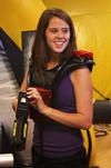 Jessie Grace, freshman nursing major, prepares for laser tag during May Day, an event hosted by SAC. - Photo by Zac Calvert