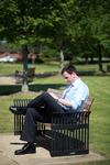 Brandon Shell, junior engineering major, takes a study break outside on a nice day.  - Photo by Kristi McMurry