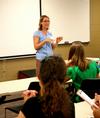 Joelle Williams, wife of Roman Williams, discusses food and health at Food For Thought. - Photo by Deanna Santangelo