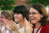 The Cline family celebrates as they learn that Kate Cline was awarded the Tigrett Medal at spring graduation. - Photo by Zac Calvert
