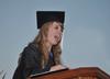 Senior class president Betsy Davis, English and history major, addresses the graduates during spring graduation. - Photo by Morris Abernathy