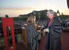 David S. Dockery, president of the university, presents the Tigrett Medal to Kate Cline at spring graduation.
 - Photo by Morris Abernathy