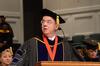 David S. Dockery, president of the university, welcomes Union friends and family at the summer graduation ceremony at West Jackson Baptist Church. - Photo by Morris Abernathy
